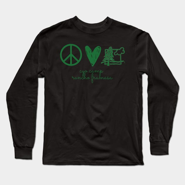 Peace, Love, Camp Long Sleeve T-Shirt by Camp Rancho Merch